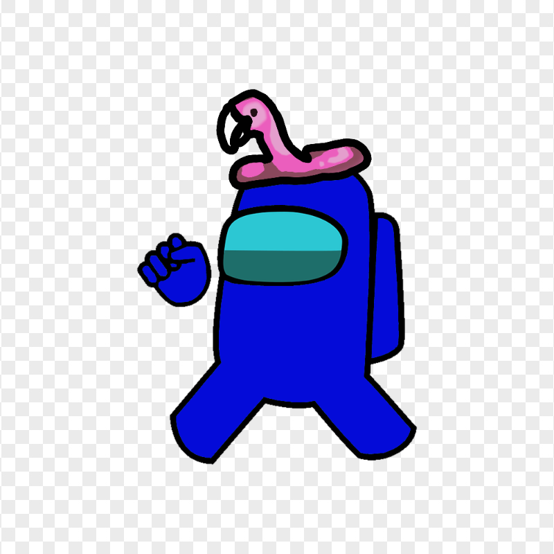 HD Blue Among Us Character Wear Flamingo Hat PNG