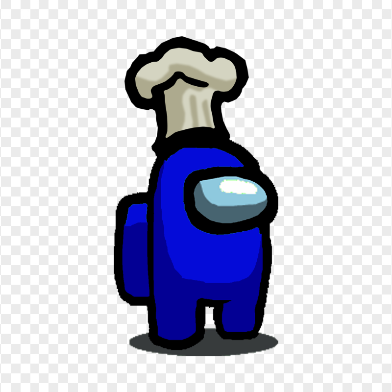 HD Blue Among Us Character With Chef Hat On Head PNG