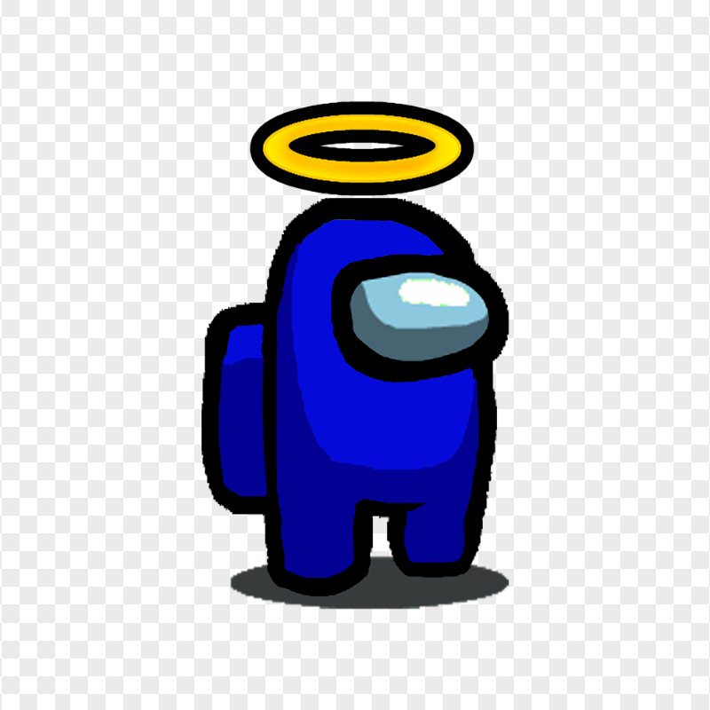 HD Blue Among Us Character With Halo Hat PNG