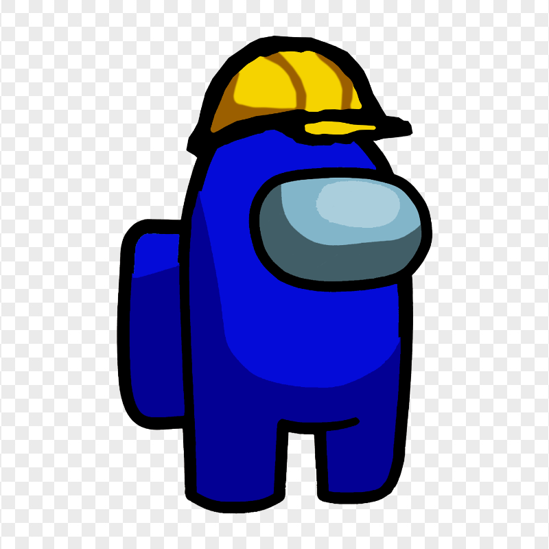 HD Blue Among Us Character With Hard Construction Hat PNG