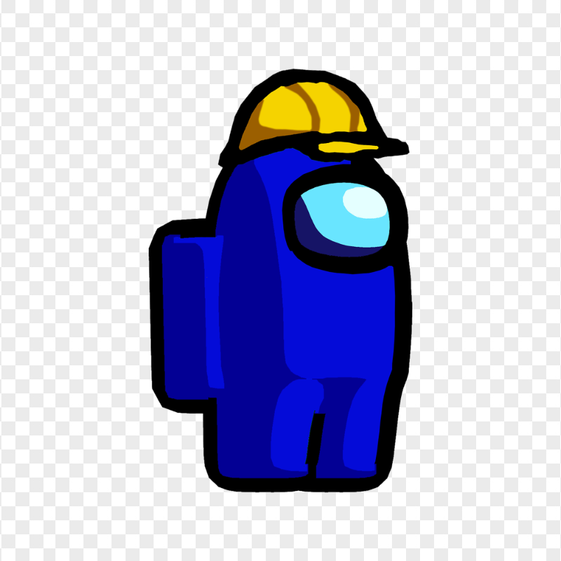 HD Blue Among Us Character With Hard Hat PNG