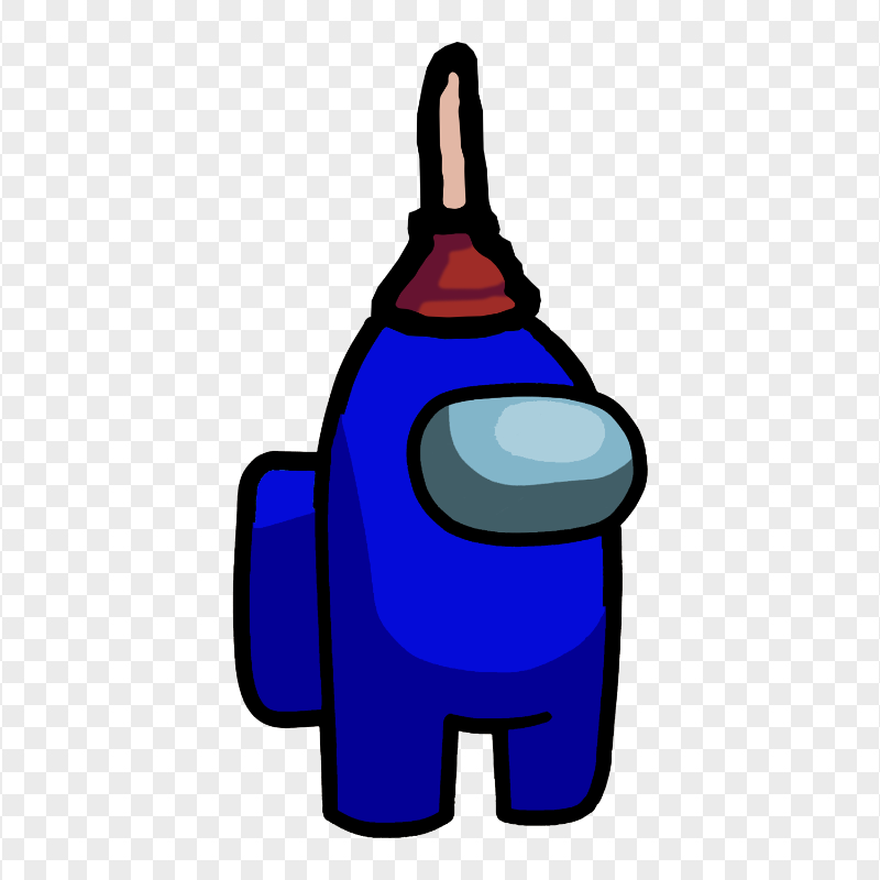 HD Blue Among Us Character With Plunger Hat PNG