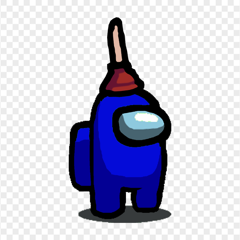 HD Blue Among Us Crewmate Character Plunger Hat PNG
