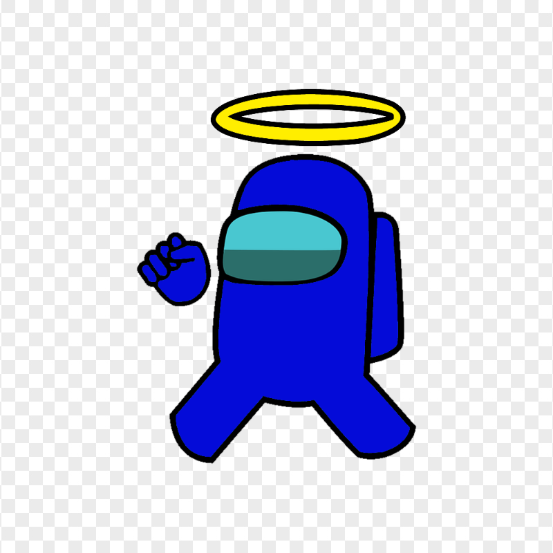 HD Blue Among Us Crewmate Character With Angel Halo Hat PNG
