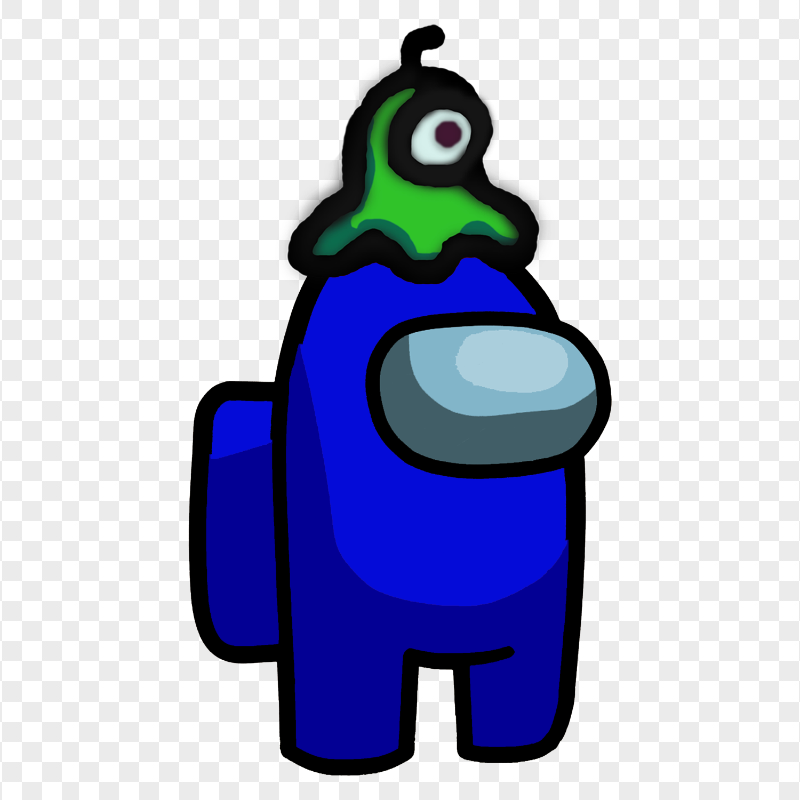 HD Blue Among Us Crewmate Character With Brain Slug Hat PNG