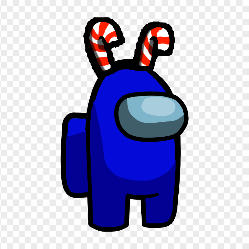 HD Blue Among Us Crewmate Character With Candy Cane Hat On Top PNG