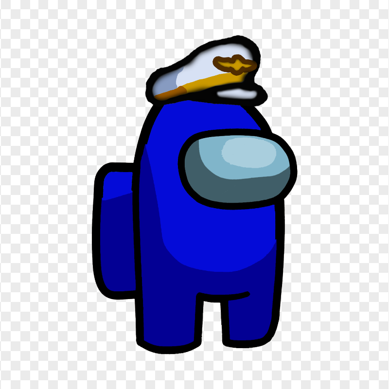 HD Blue Among Us Crewmate Character With Captain Hat PNG