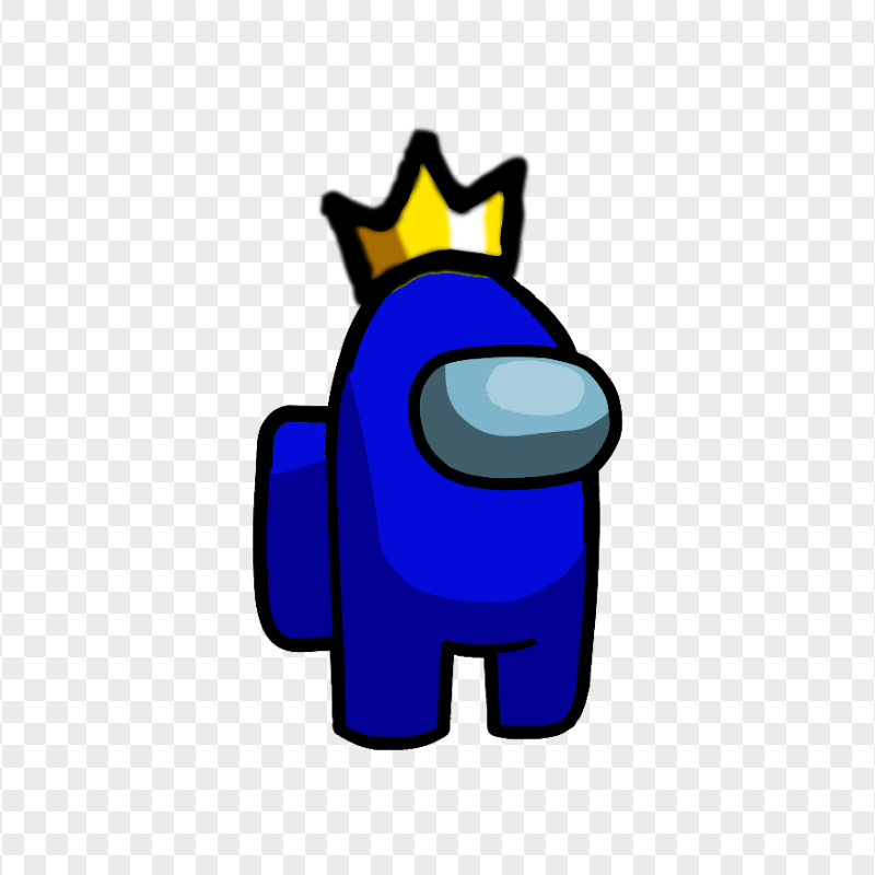 HD Blue Among Us Crewmate Character With Crown Hat On Top PNG