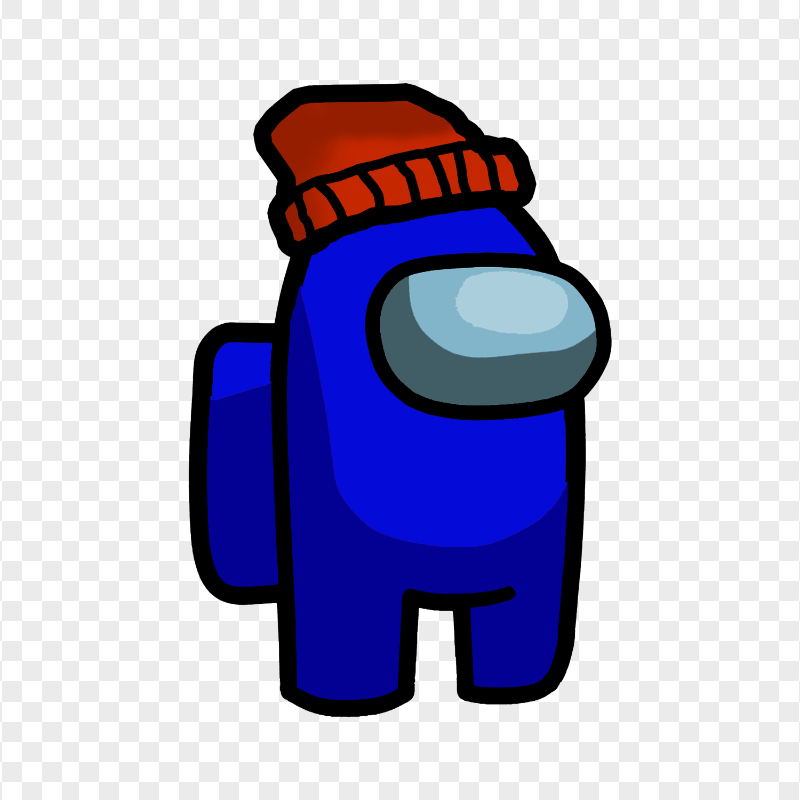 HD Blue Among Us Crewmate Character With Red Beanie Hat PNG
