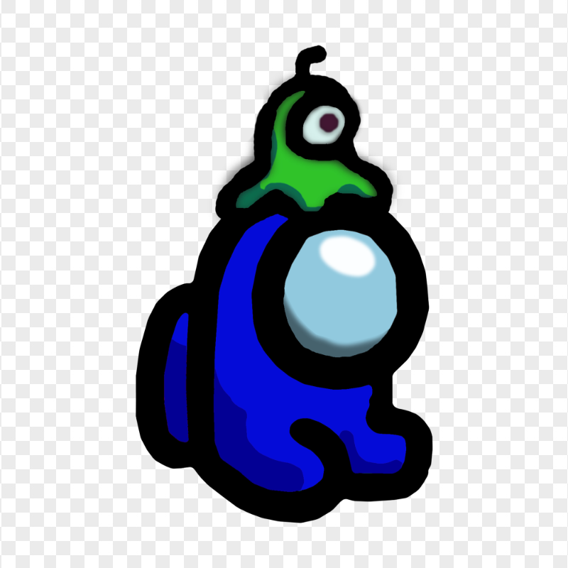 HD Blue Among Us Mini Crewmate Baby Brain Slug Hat PNG