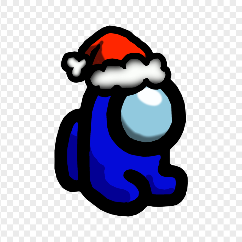 HD Blue Among Us Mini Crewmate Character Baby Santa Hat PNG