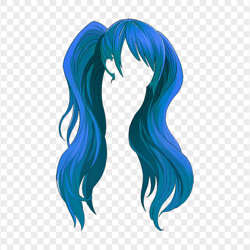 HD Blue Anime Girl Hair PNG