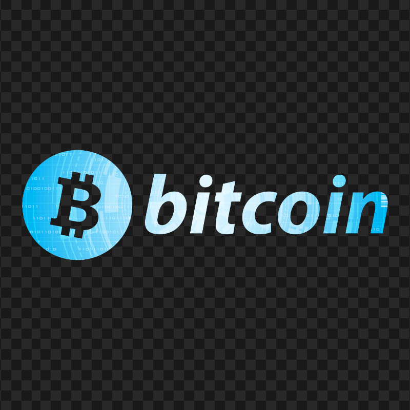 HD Blue Bitcoin Text Logo PNG