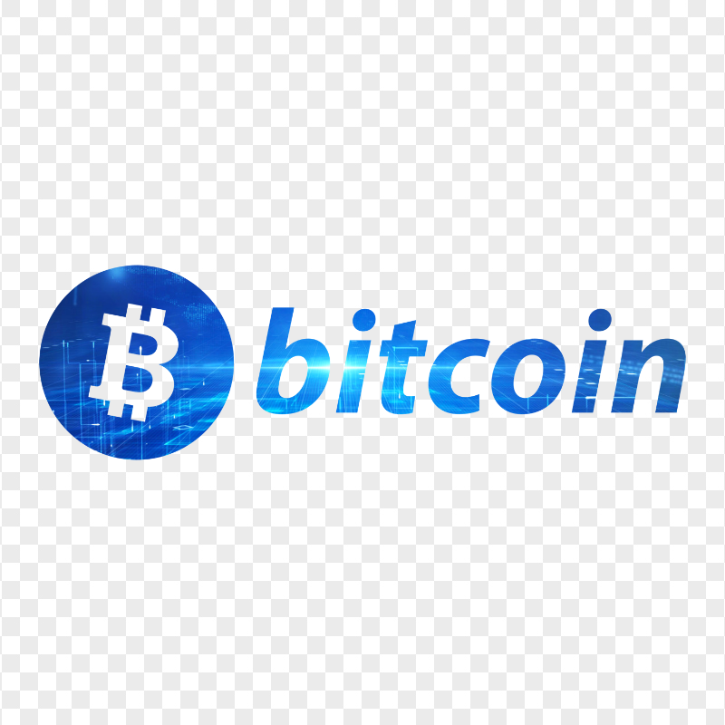 HD Blue BTC Bitcoin Text Logo PNG