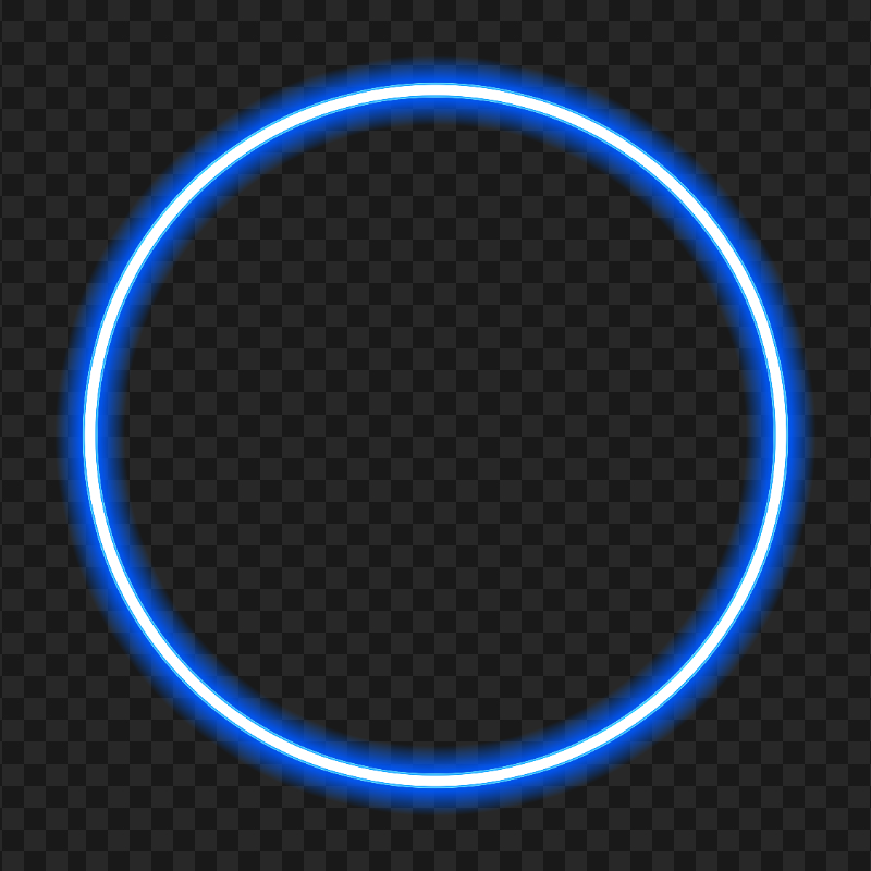 HD Blue Circle Glowing Neon Frame Border PNG