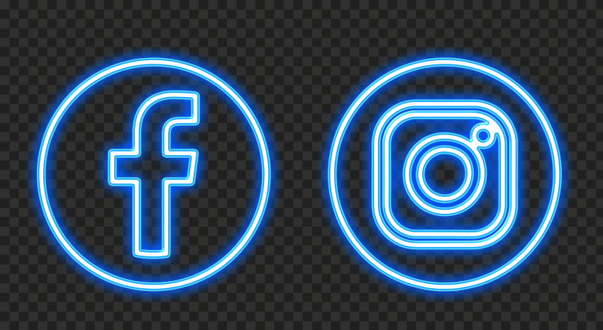HD Blue Facebook Instagram Neon Logo Icon PNG