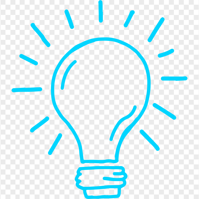 HD Blue Glowing Bulb Idea Clipart Icon PNG