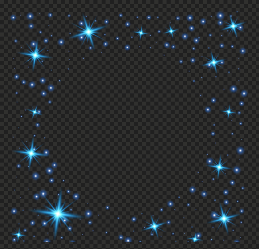 HD Blue Glowing Luminous Stars Square Frame PNG