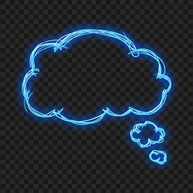 HD Blue Glowing Neon Cloud Sketch PNG
