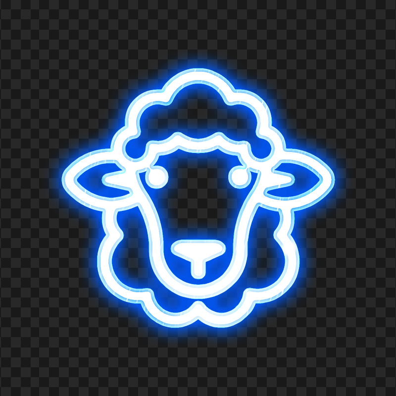 HD Blue Glowing Neon Sheep Head Face Icon PNG