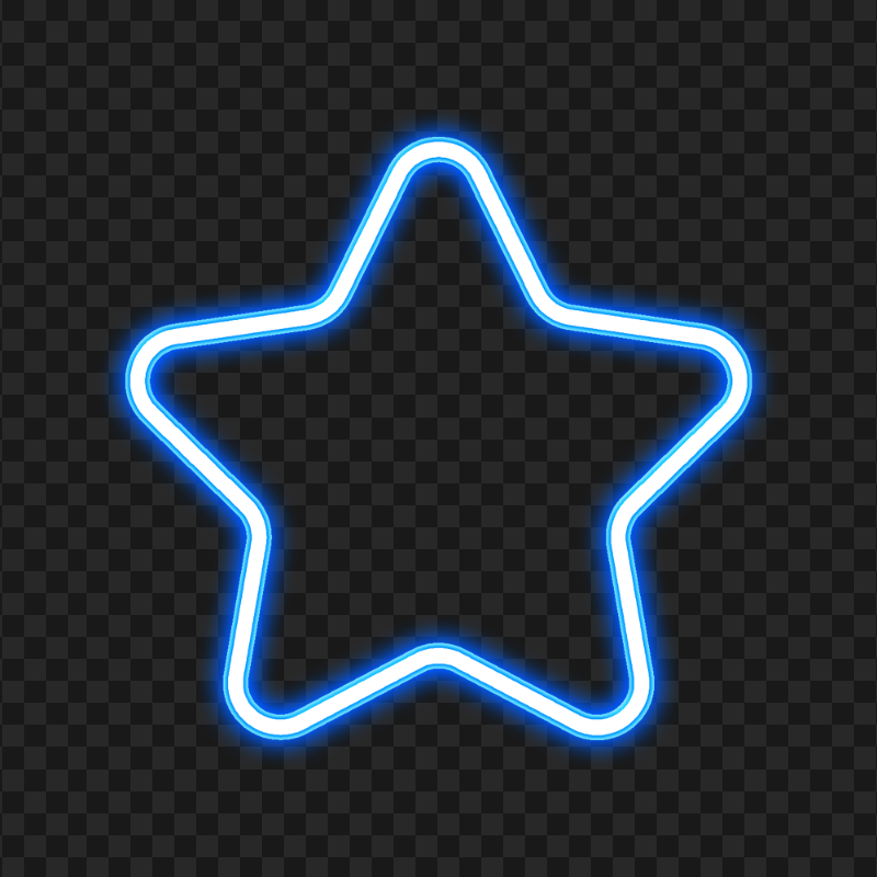 HD Blue Glowing Neon Star PNG