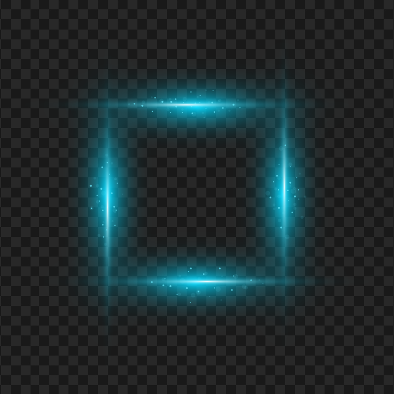 HD Blue Glowing Square Frame Transparent PNG