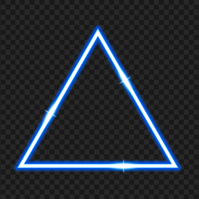 HD Blue Glowing Triangle Neon Transparent Background