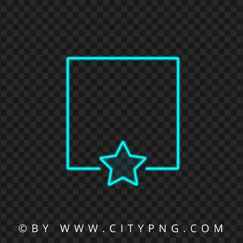 HD Blue Green Neon Frame With Glowing Star PNG