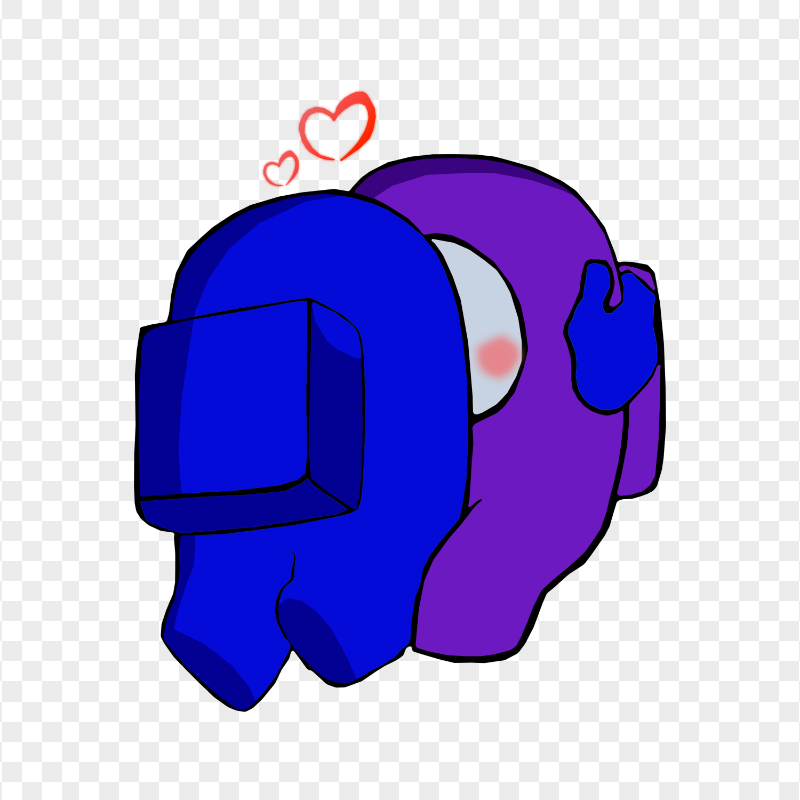 HD Blue Kiss Purple Among Us Characters In Love PNG