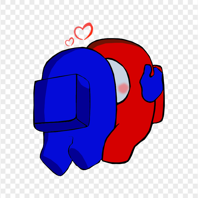 HD Blue Kiss Red Among Us Characters In Love PNG