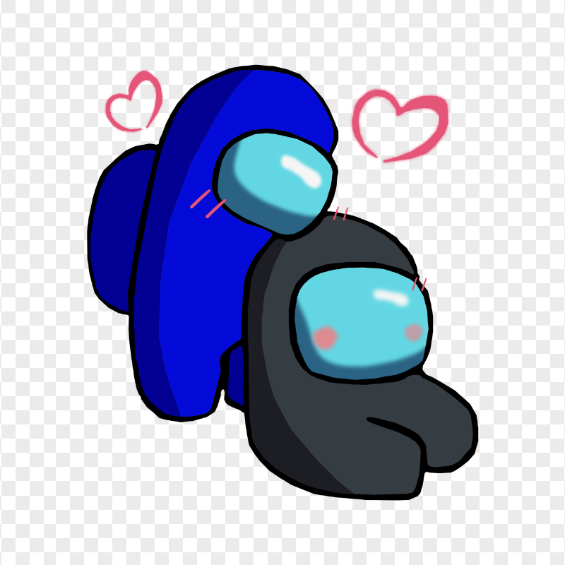 HD Blue Love Black Among Us Characters Valentines Romance PNG