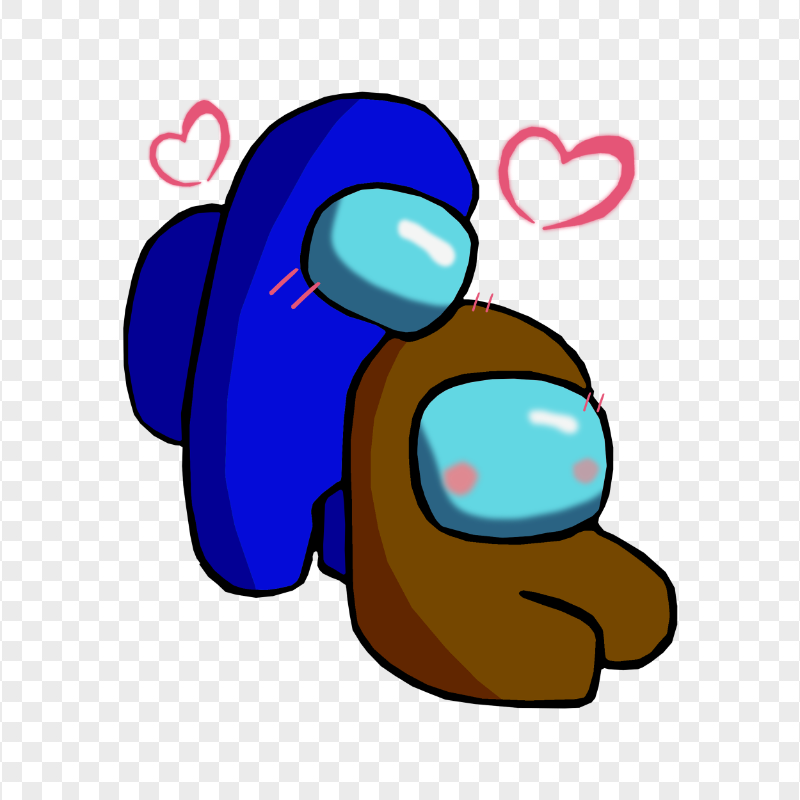 HD Blue Love Brown Among Us Characters Valentines Romance PNG