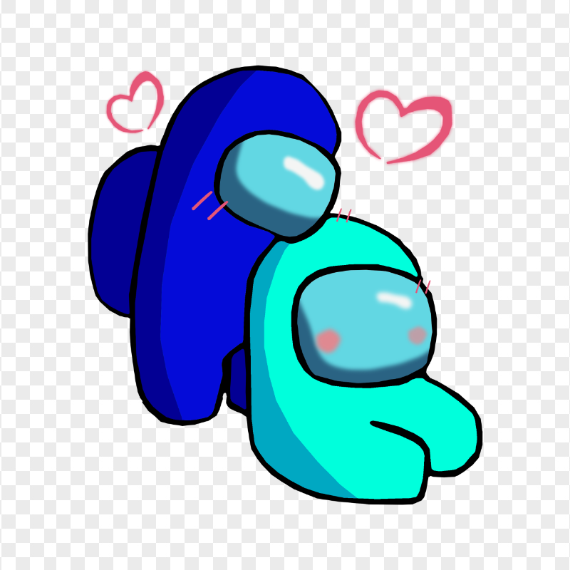 HD Blue Love Cyan Among Us Characters Valentines Romance PNG