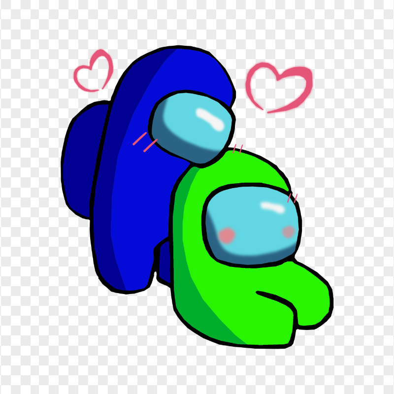 HD Blue Love Lime Among Us Characters Valentines Romance PNG