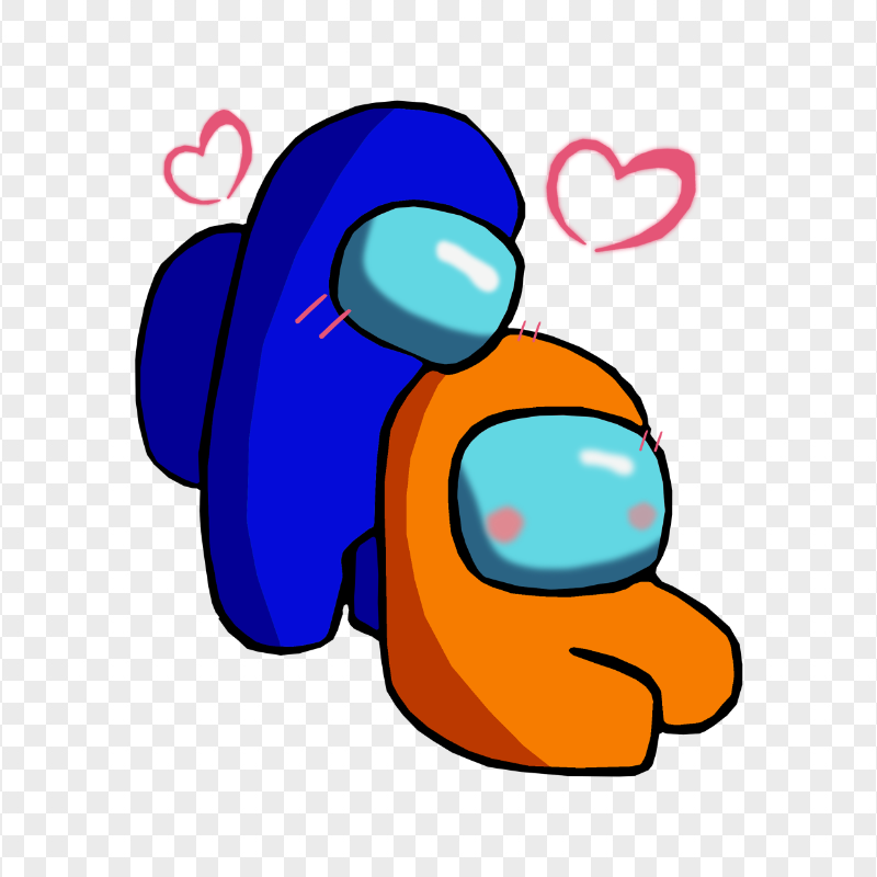 HD Blue Love Orange Among Us Characters Valentines Romance PNG