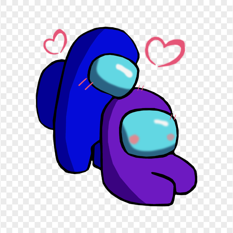 HD Blue Love Purple Among Us Characters Valentines Romance PNG