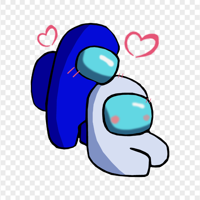 HD Blue Love White Among Us Characters Valentines Romance PNG