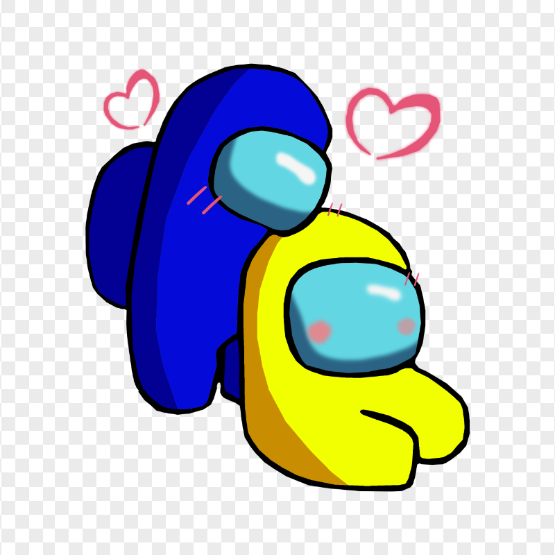 HD Blue Love Yellow Among Us Characters Valentines Romance PNG