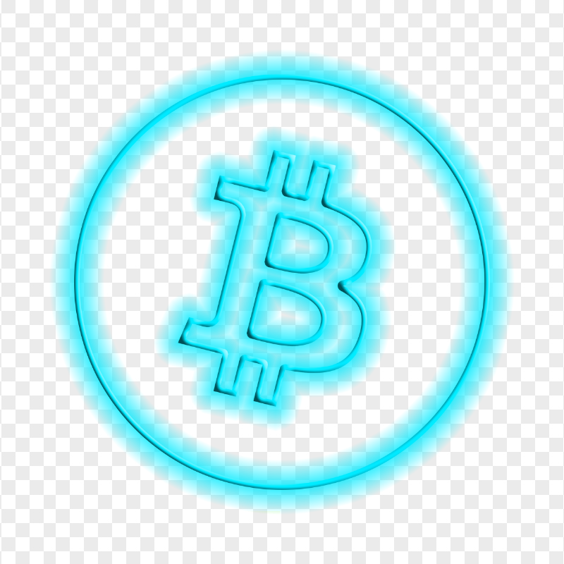 HD Blue Neon Bitcoin Logo Icon PNG