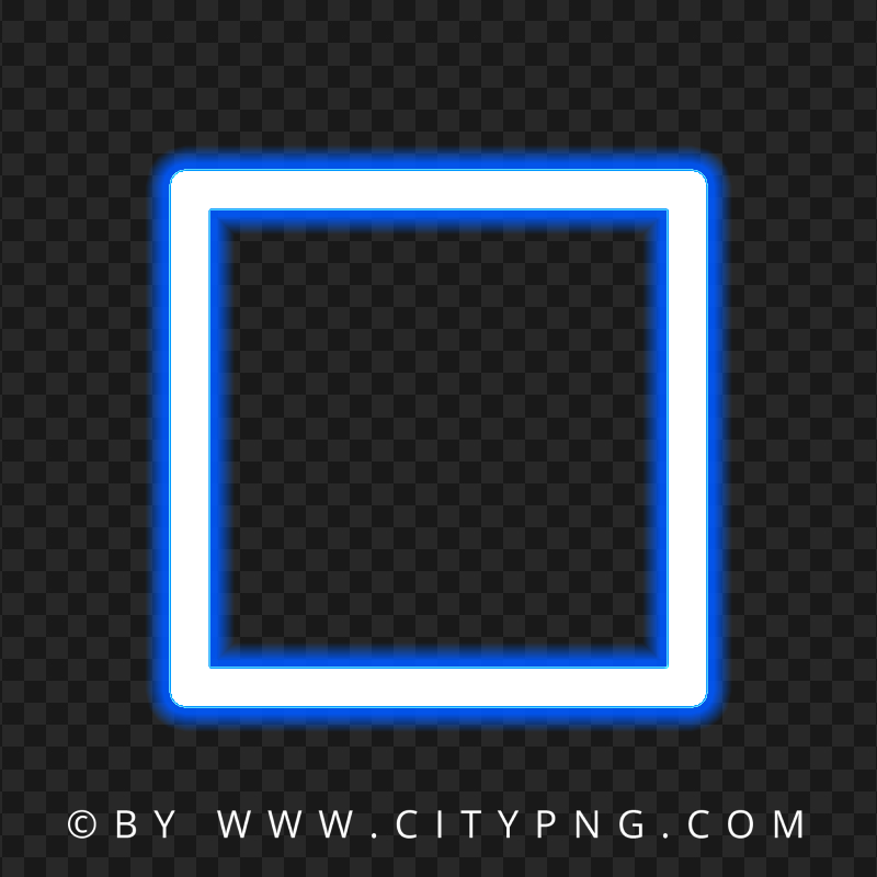 HD Blue Neon Border Square Frame PNG