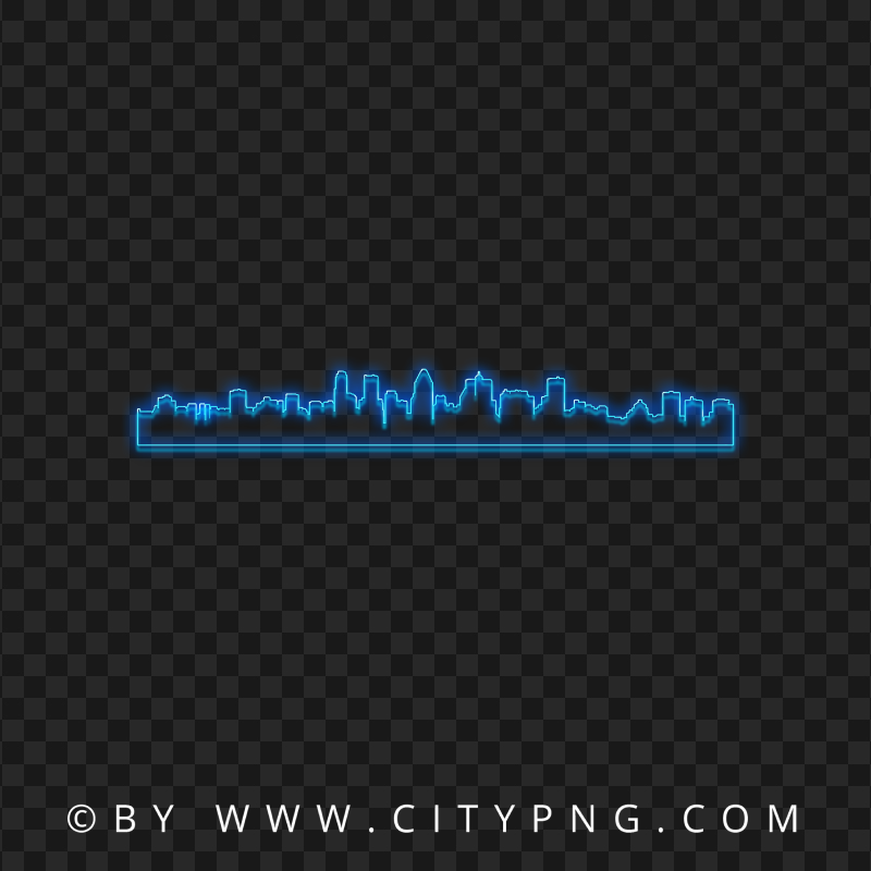 HD Blue Neon City Silhouette PNG