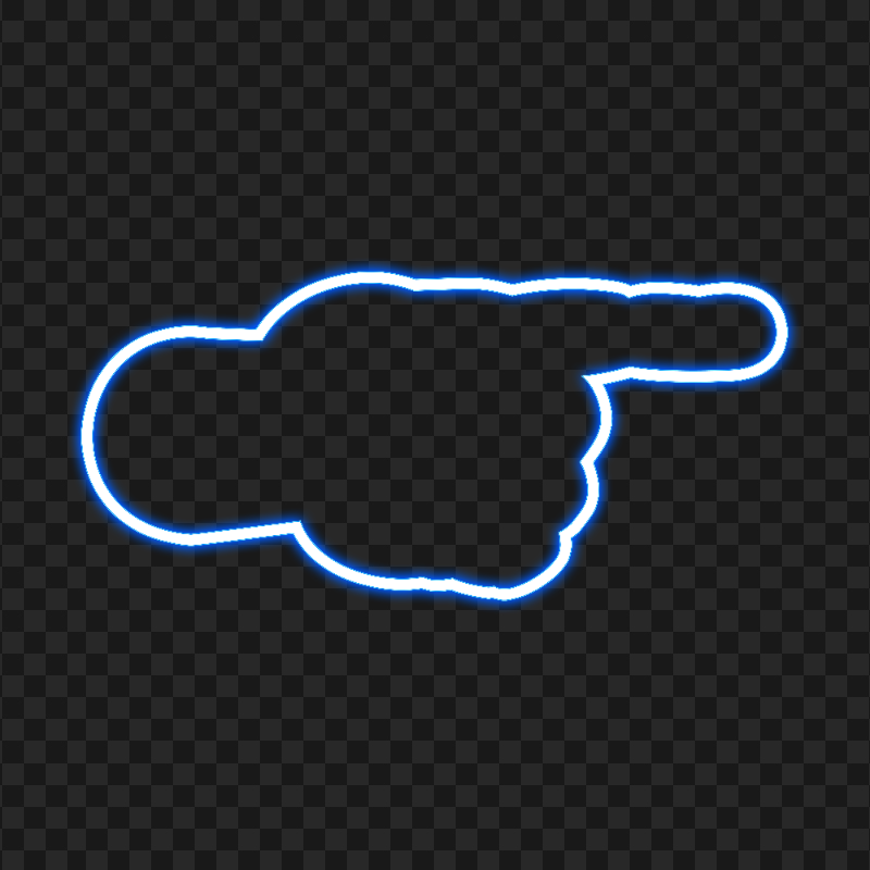 HD Blue Neon Hand Finger Pointing Right PNG