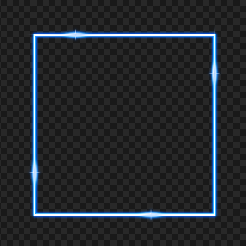HD Blue Neon Square Border Frame PNG