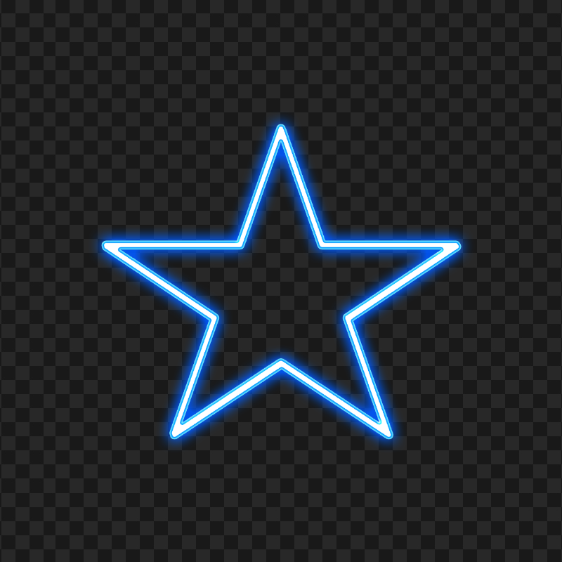 HD Blue Neon Star Transparent PNG