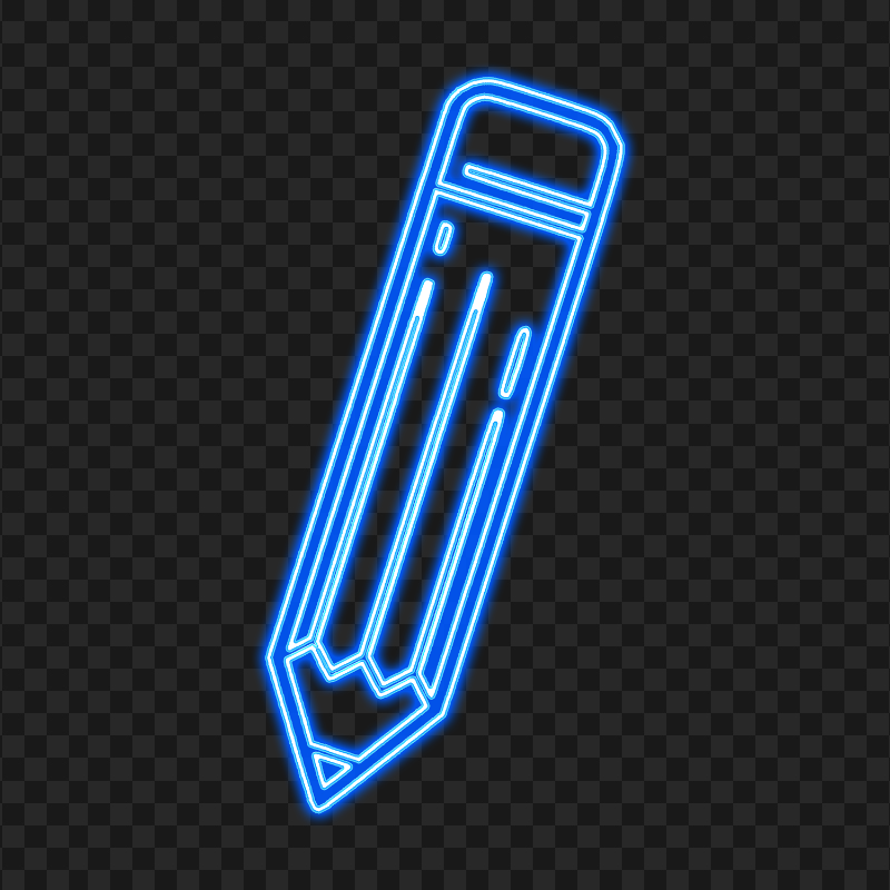 HD Blue Outline Neon Pencil Transparent Background