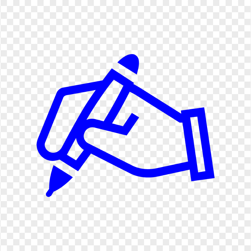 HD Blue Outline Pencil on hand Icon PNG