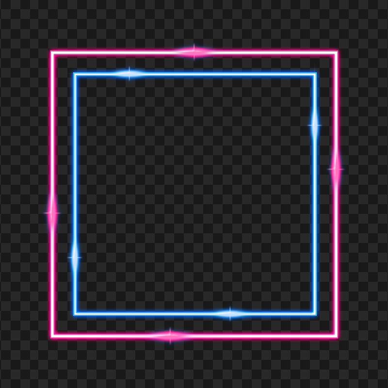 HD Blue & Pink Neon Border Frame PNG