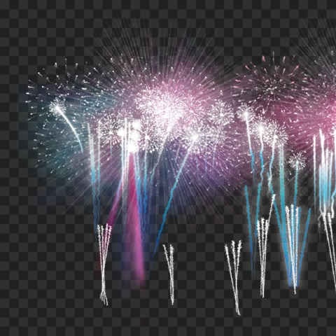 HD Blue & Purple Holiday Fireworks Transparent PNG