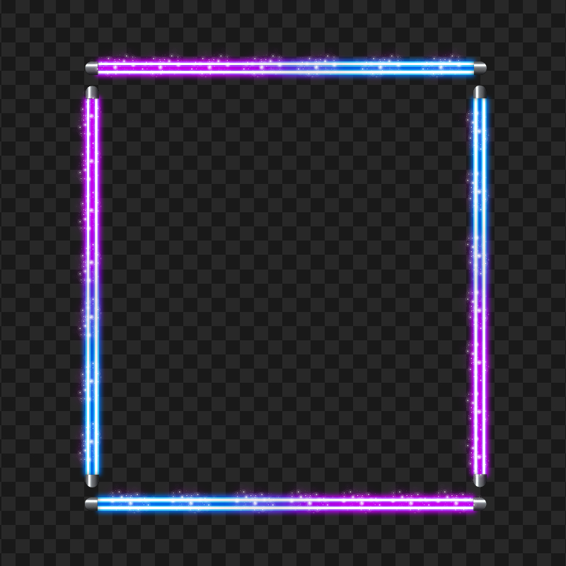 HD Blue & Purple Square Neon Frame PNG