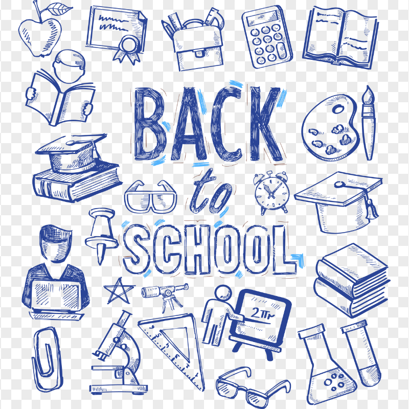 HD Blue School Back To School Pattern PNG